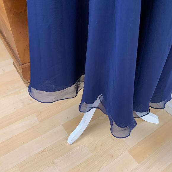 Vintage Stenay Plus Size 14 Women's Beaded Long Dress Blue Cocktail Formal - Picture 8 of 10